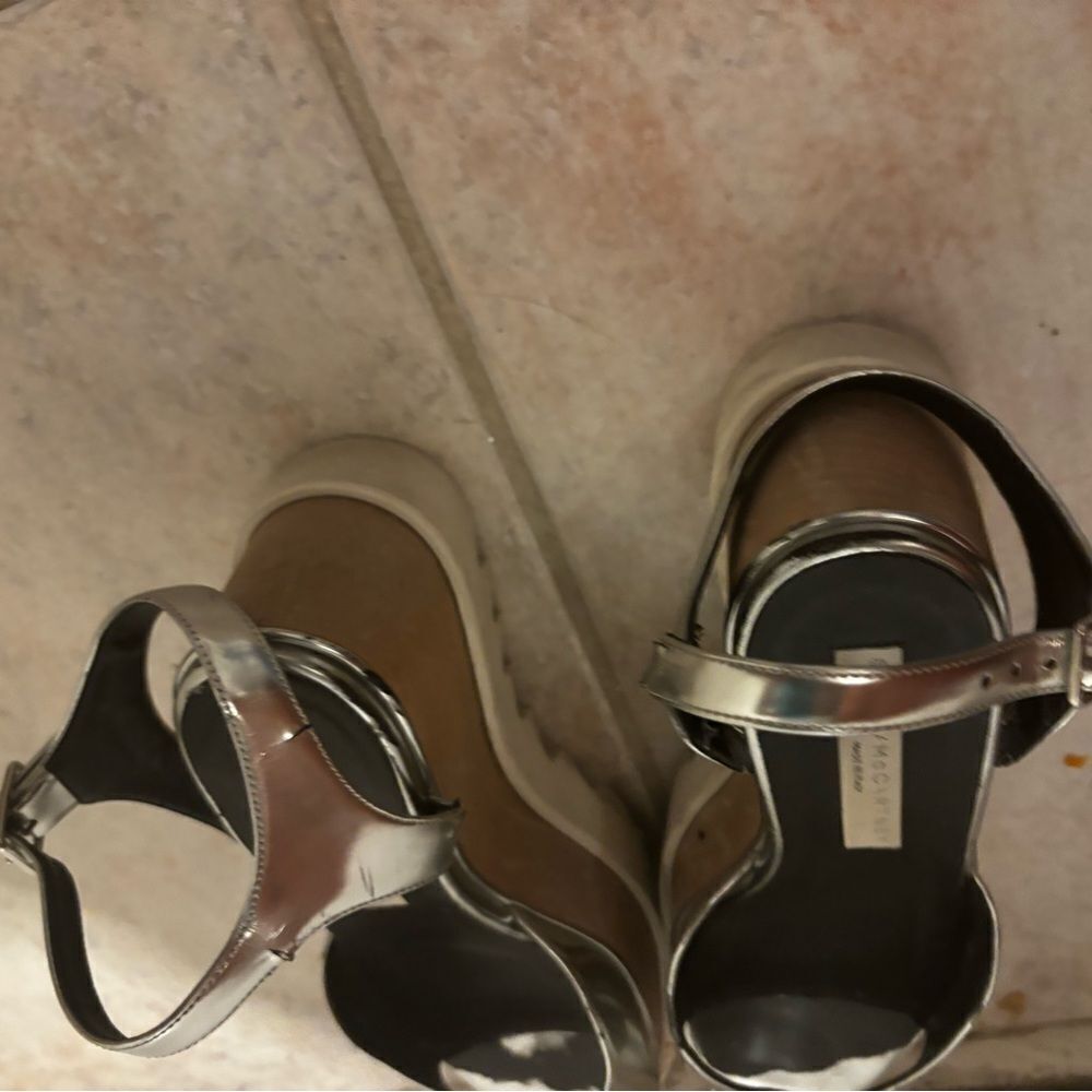 Stella McCartney Elyse Sandals wedge dress shoes open toe platforms metallic - Picture 2 of 14